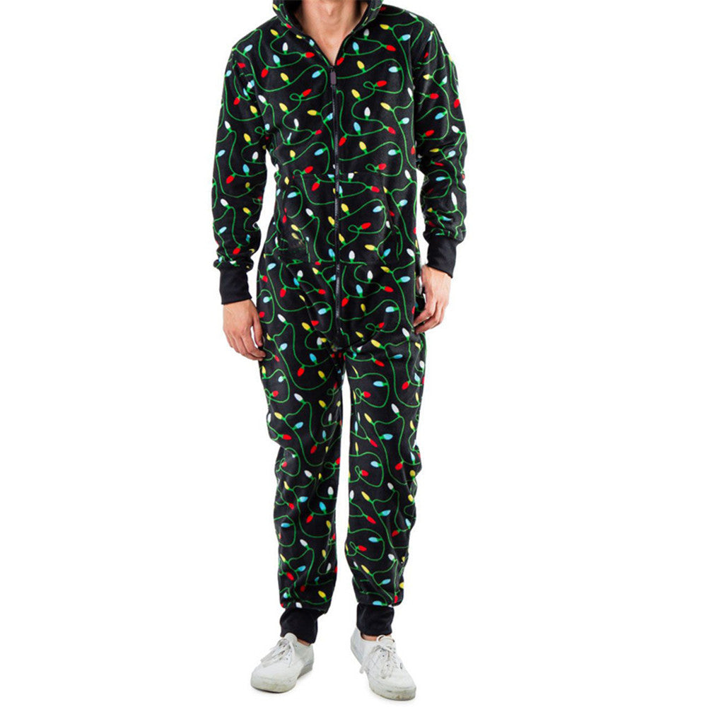 Christmas Snowman Striped Print Jumpsuit Pajama