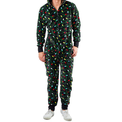 Christmas Snowman Striped Print Jumpsuit Pajama