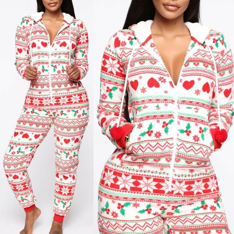 Hooded women Christmas Pajamas set