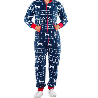 Christmas Snowman Striped Print Jumpsuit Pajama