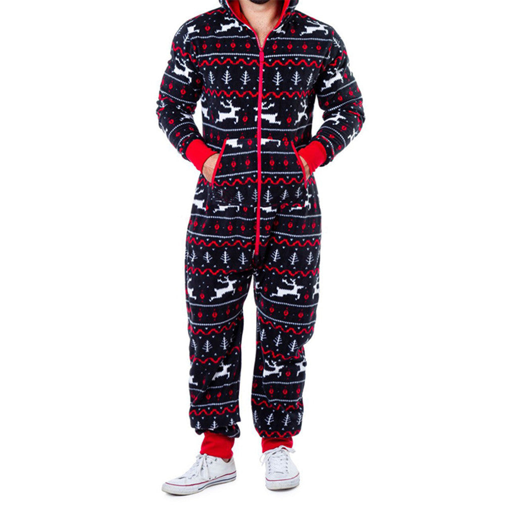 Christmas Snowman Striped Print Jumpsuit Pajama