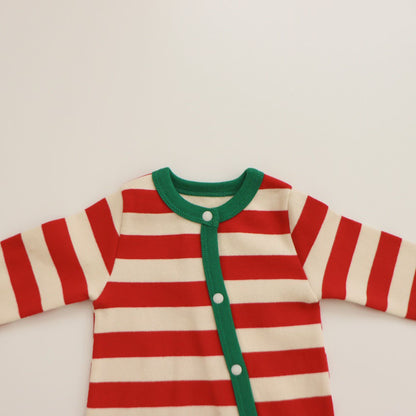 Christmas Series Striped Baby Jumpsuits