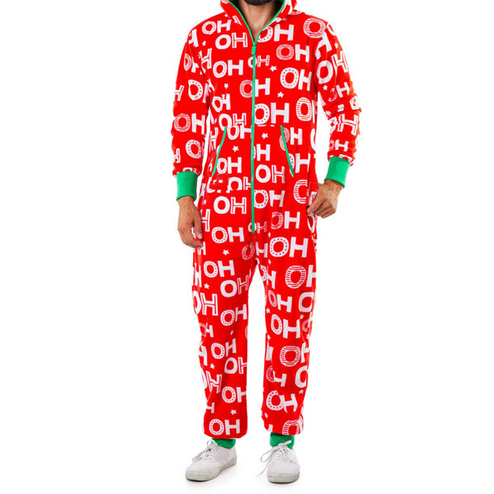 Christmas Snowman Striped Print Jumpsuit Pajama