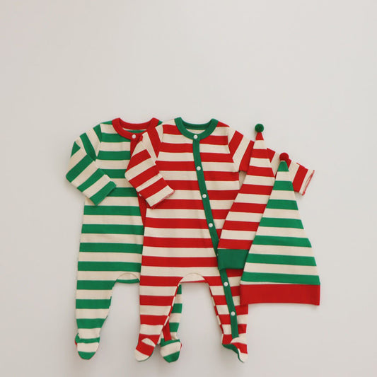 Christmas Series Striped Baby Jumpsuits