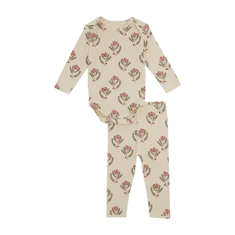 Baby's Christmas Floral Pajama Set