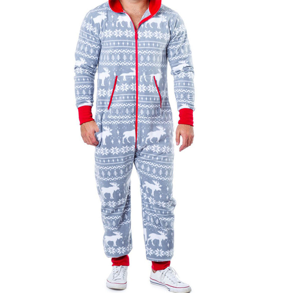 Christmas Snowman Striped Print Jumpsuit Pajama