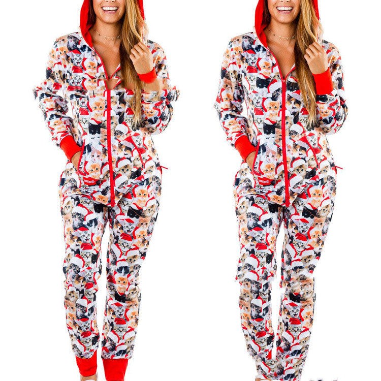 Christmas Snowman Striped Print Jumpsuit Pajama