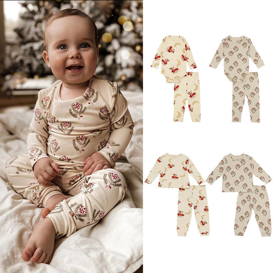 Baby's Christmas Floral Pajama Set