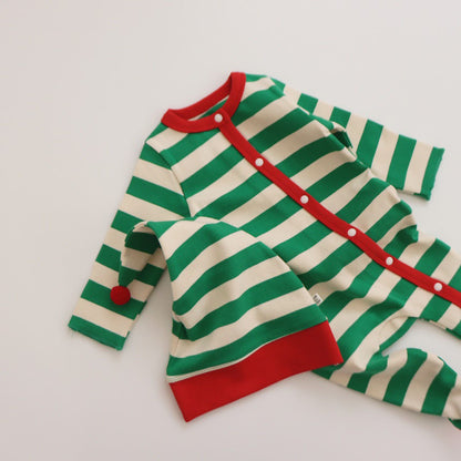 Christmas Series Striped Baby Jumpsuits